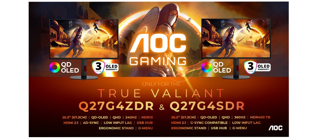 AOC GAMING Q27G4ZDR in Q27G4SDR prinašata zmogljivost 240 Hz in 360 Hz s QD-OLED in elegantno G4 zasnovo